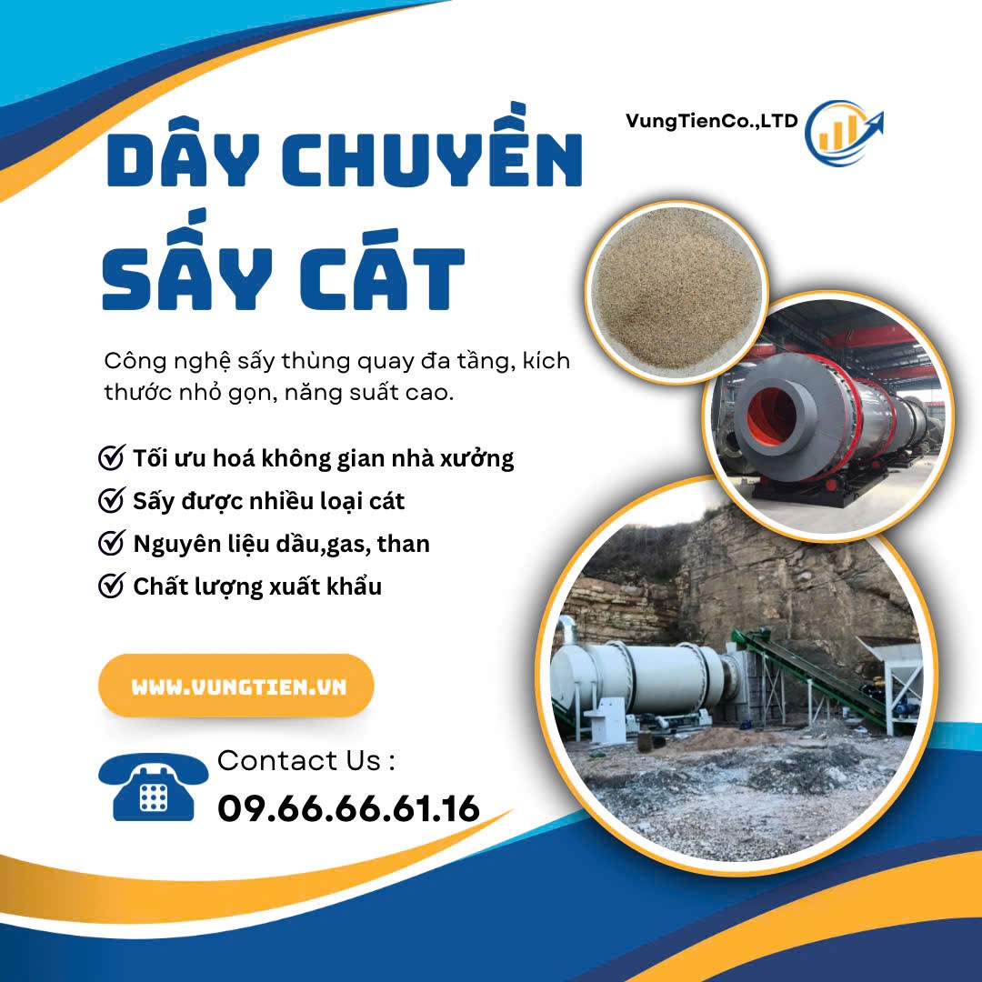 Dây chuyền sấy cát thùng quay