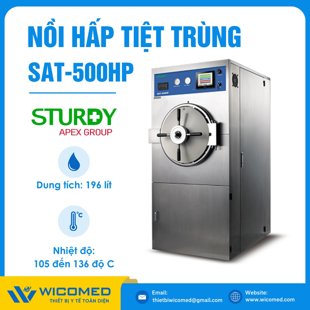 Nồi hấp tiệt trùng buồng tròn 1 cửa Sturdy SAT-500HP