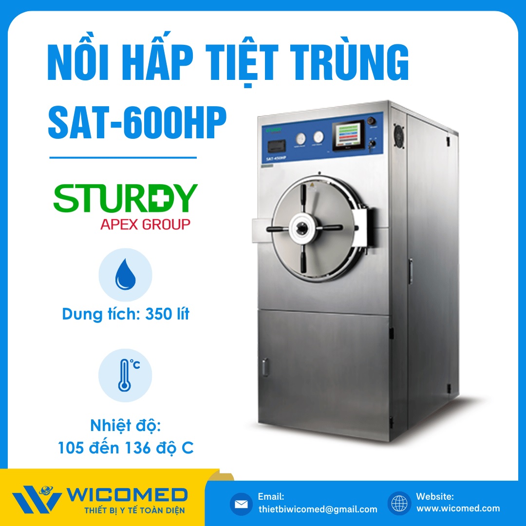 Nồi hấp tiệt trùng buồng tròn 1 cửa Sturdy SAT-600HP